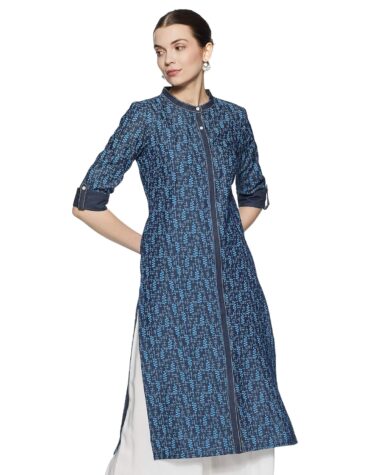 women's stylish blue collar printed kurta