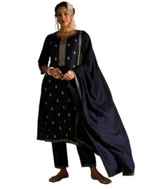 heeramandi style navy blue kurta set with dupatta