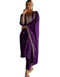 heeramandi style purple kuta set with dupatta